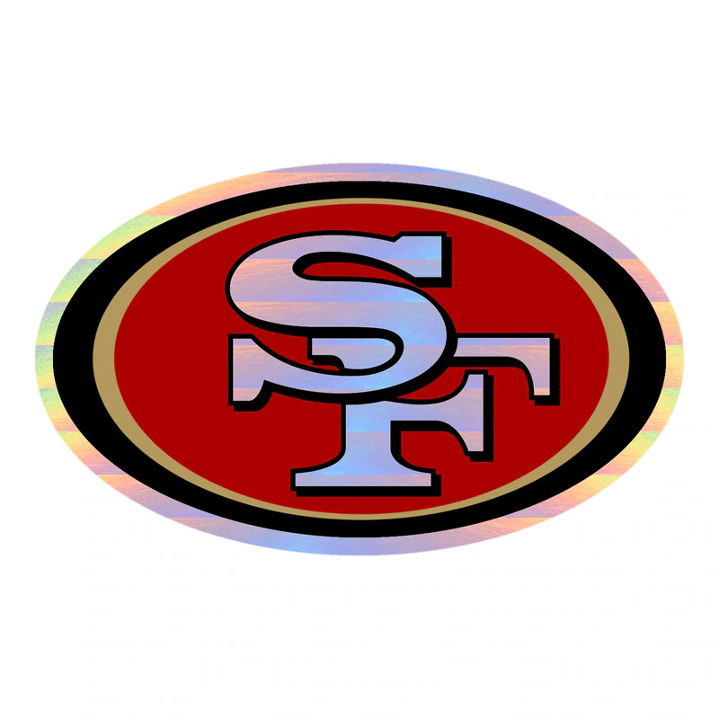 San Francisco 49ers - Oval - Holographic Vinyl Sticker - Custom Size