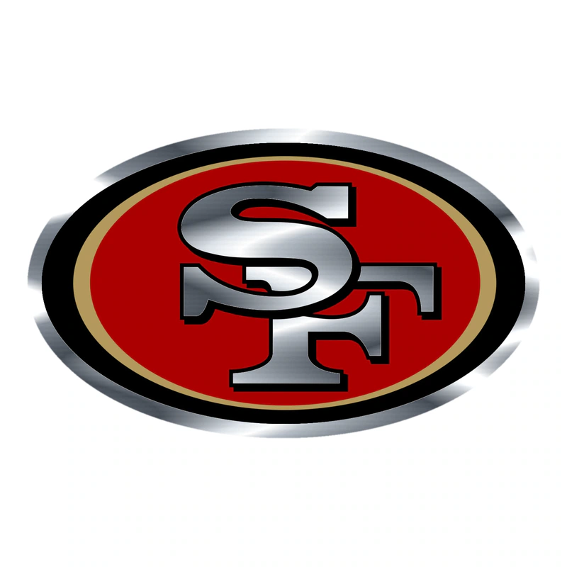 San Francisco 49ers - Oval - Silver Chrome Vinyl Sticker - Custom Size