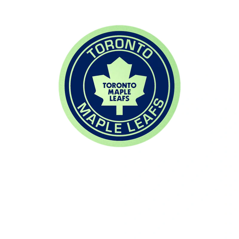 Toronto Maple Leafs - Dark Blue Circle With Name - Glow in the Dark Vinyl Sticker - Custom Size