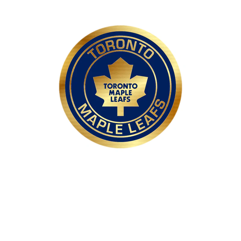 Toronto Maple Leafs - Dark Blue Circle With Name - Gold Chrome Vinyl Sticker - Custom Size