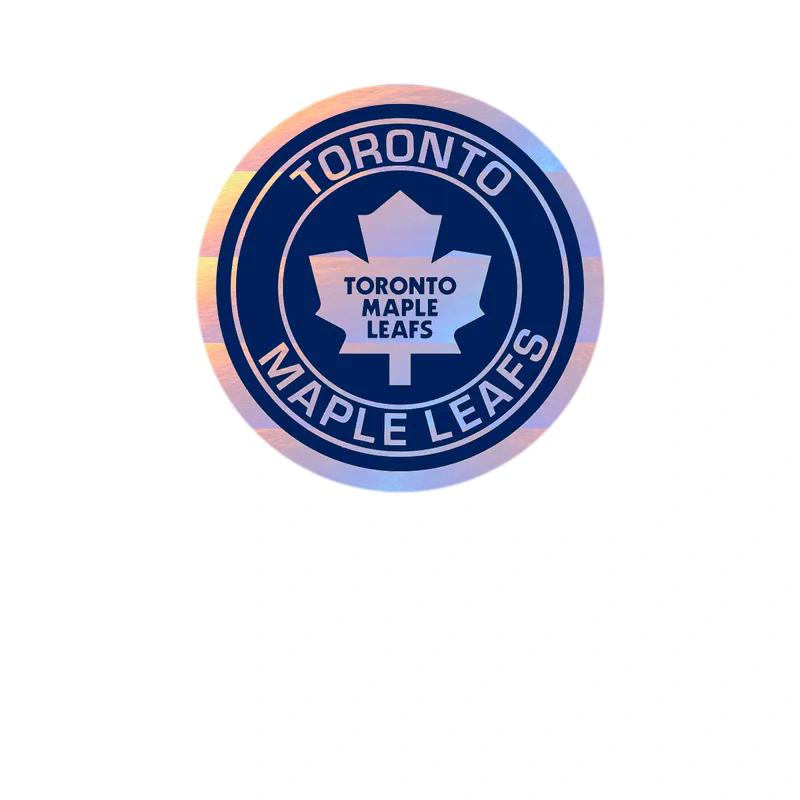 Toronto Maple Leafs - Dark Blue Circle With Name - Holographic Vinyl Sticker - Custom Size