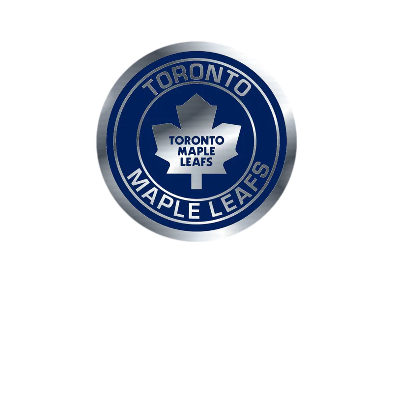 Toronto Maple Leafs - Dark Blue Circle With Name - Silver Chrome Vinyl Sticker - Custom Size