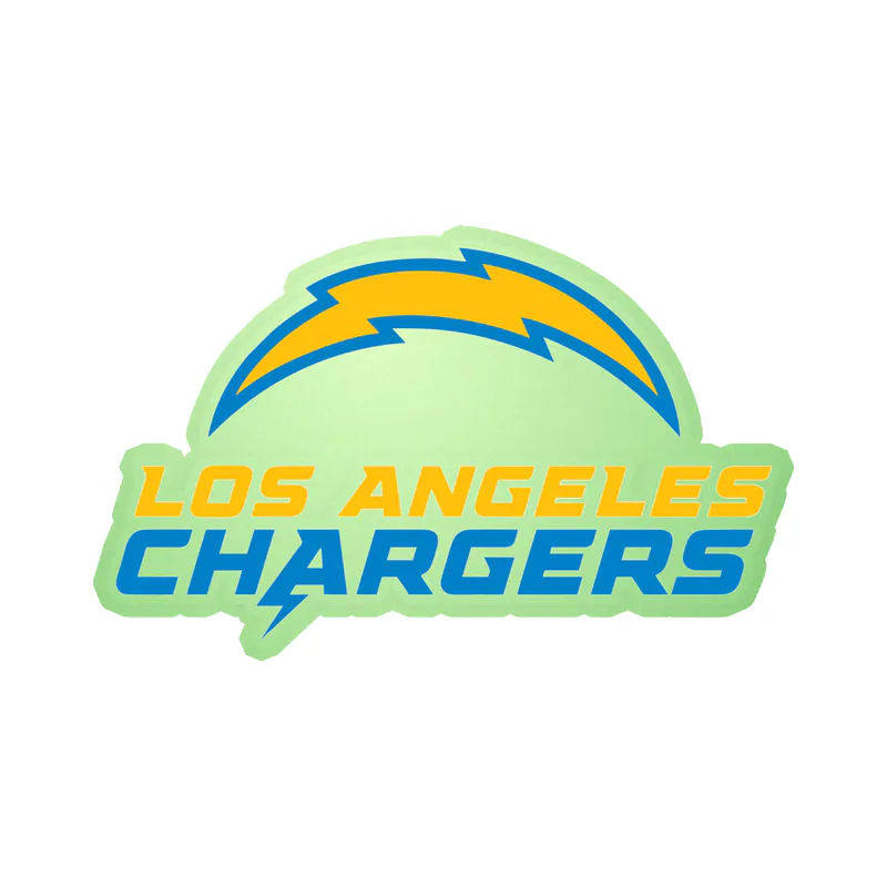Los Angeles Chargers - Light Blue Name With Logo - Glow in the Dark Vinyl Sticker - Custom Size