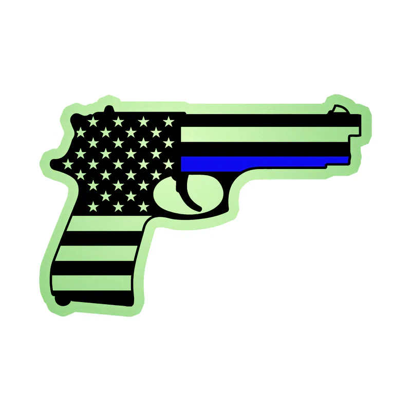 Blue Line American Flag Weapon Glow in the Dark Vinyl Decal - custom size