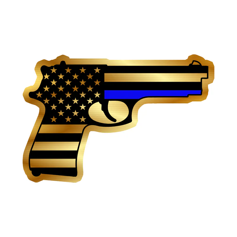 Blue Line American Flag Weapon Gold Chrome Vinyl Decal - custom size