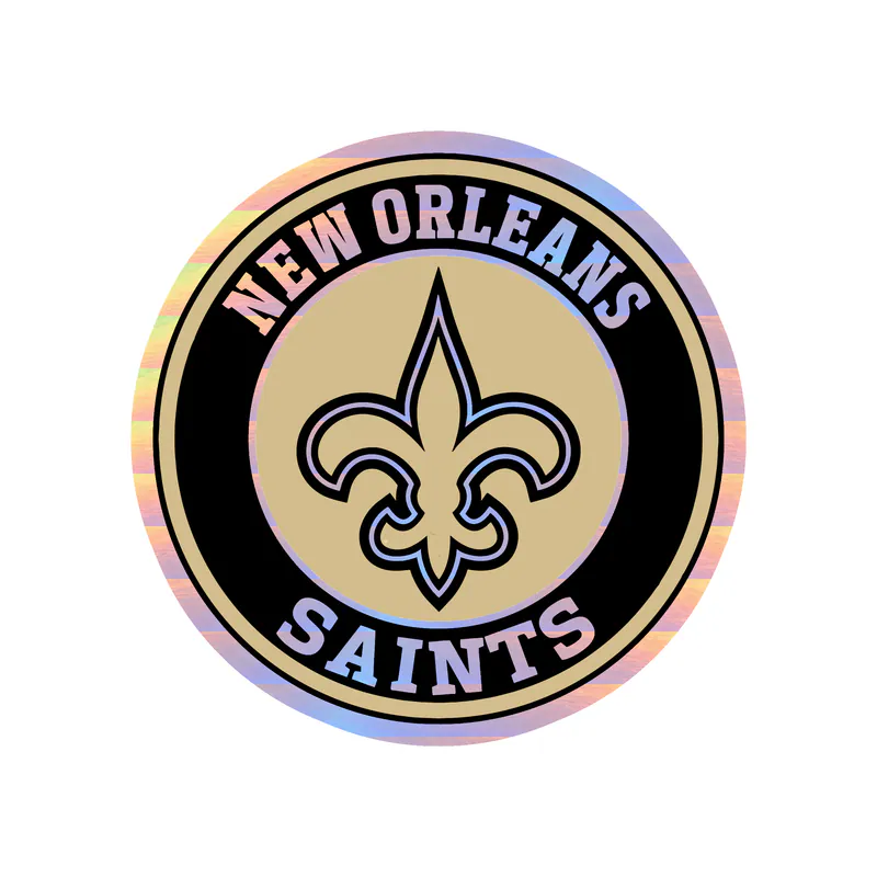 New Orleans Saints Circle Holographic Vinyl Sticker - Custom Size