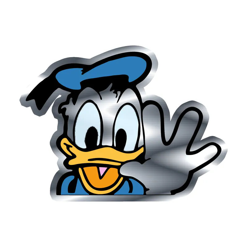 Donald Duck Silver Chrome Vinyl Sticker - Custom Size