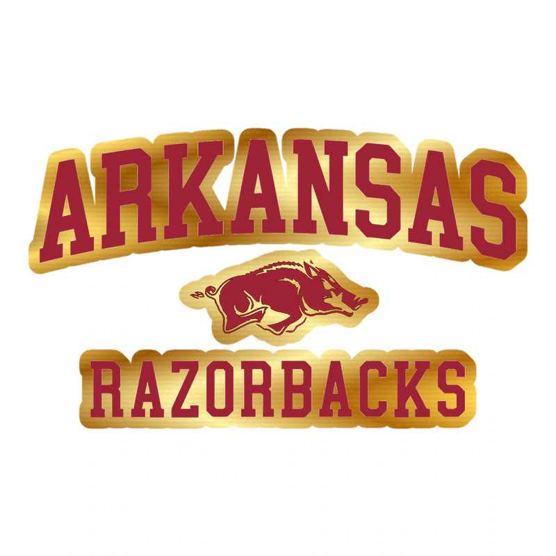 Arkansas Razorbacks - Image 6 - Gold Chrome Vinyl Decal - Custom Size