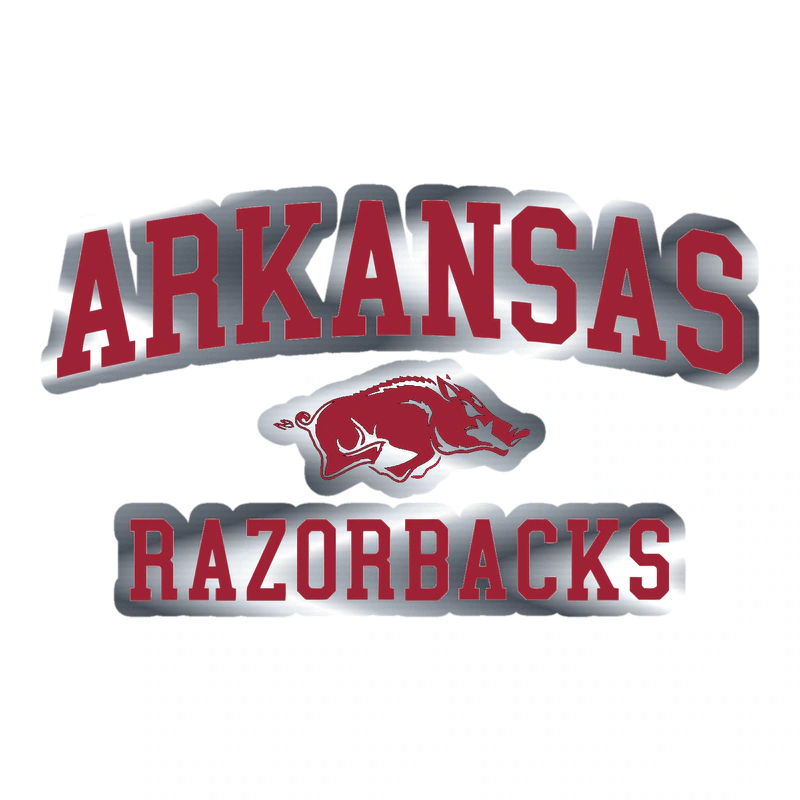 Arkansas Razorbacks - Image 6 - Silver Chrome Vinyl Decal - Custom Size