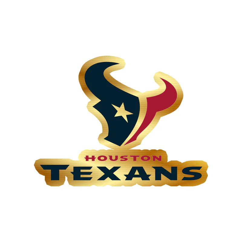 Houston Texans - Bull Head With Name  - Gold Chrome Vinyl Sticker - Custom Size