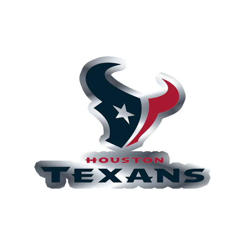 Houston Texans - Bull Head With Name  - Silver Chrome Vinyl Sticker - Custom Size
