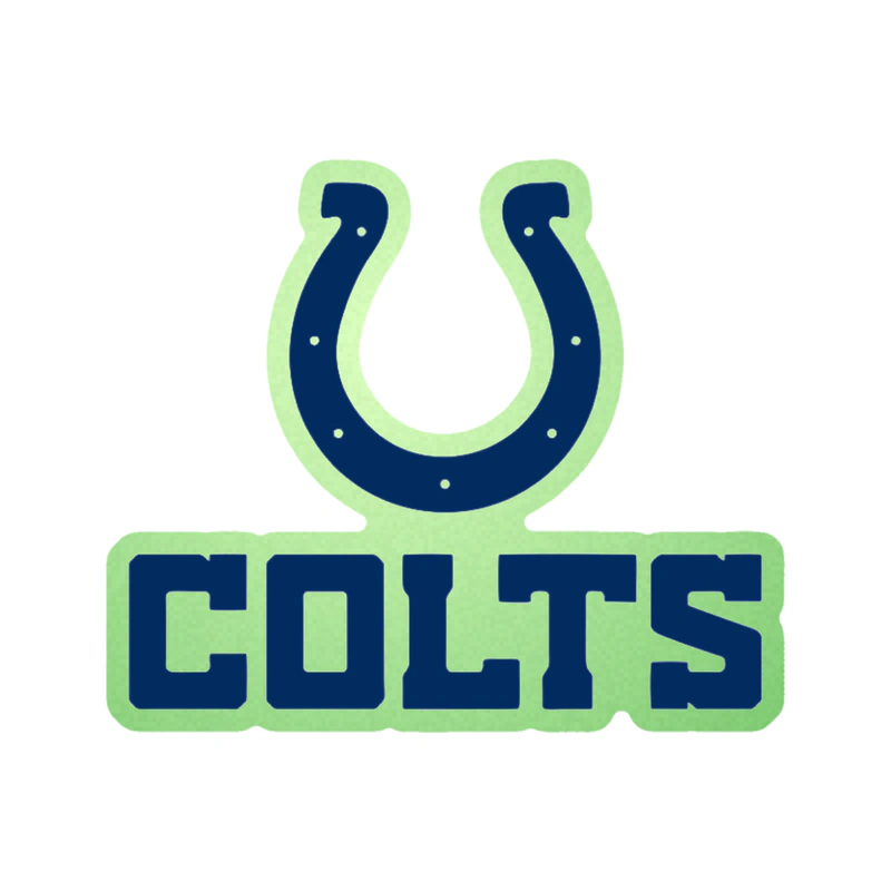 Indianapolis Colts - Horseshoe With Colts Below - Glow in the Dark Vinyl Sticker - Custom Size