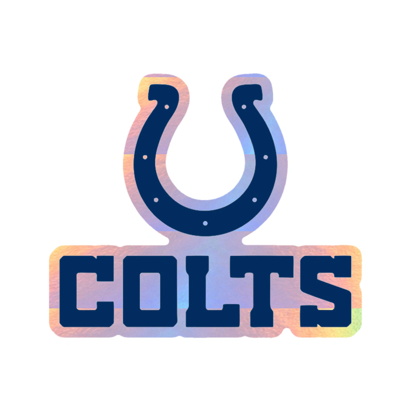 Indianapolis Colts - Horseshoe With Colts Below - Holographic Vinyl Sticker - Custom Size