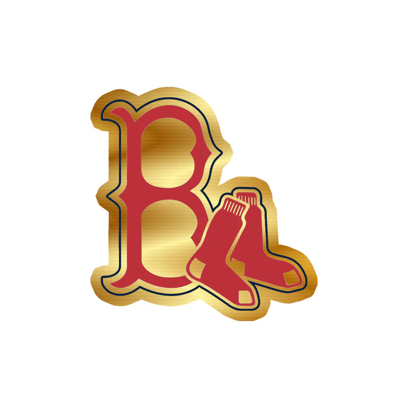 Boston Red Sox - Red B With Sox - Gold Chrome Vinyl Sticker - Custom Size