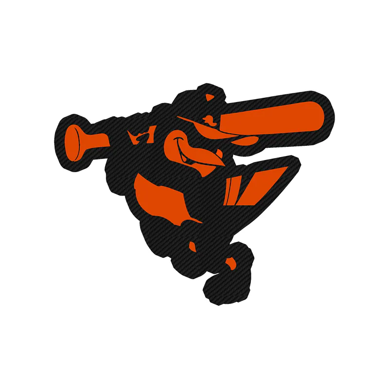 Baltimore Orioles - Bird With Bat - Carbon Fiber Vinyl Sticker - Custom Size
