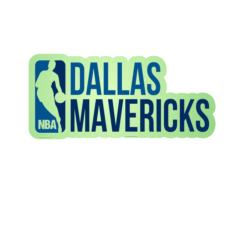Dallas Mavericks - NBA Logo With Name - Glow in the Dark Vinyl Sticker - Custom Size