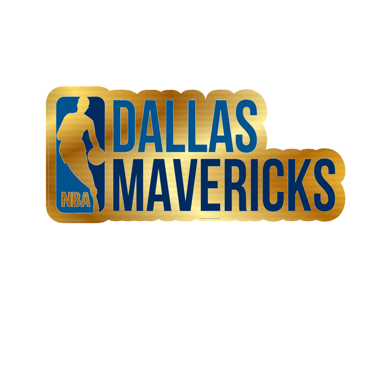 Dallas Mavericks - NBA Logo With Name - Gold Chrome Vinyl Sticker - Custom Size