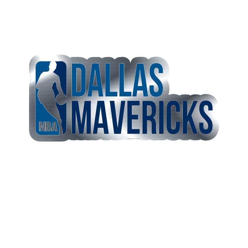 Dallas Mavericks - NBA Logo With Name - Silver Chrome Vinyl Sticker - Custom Size