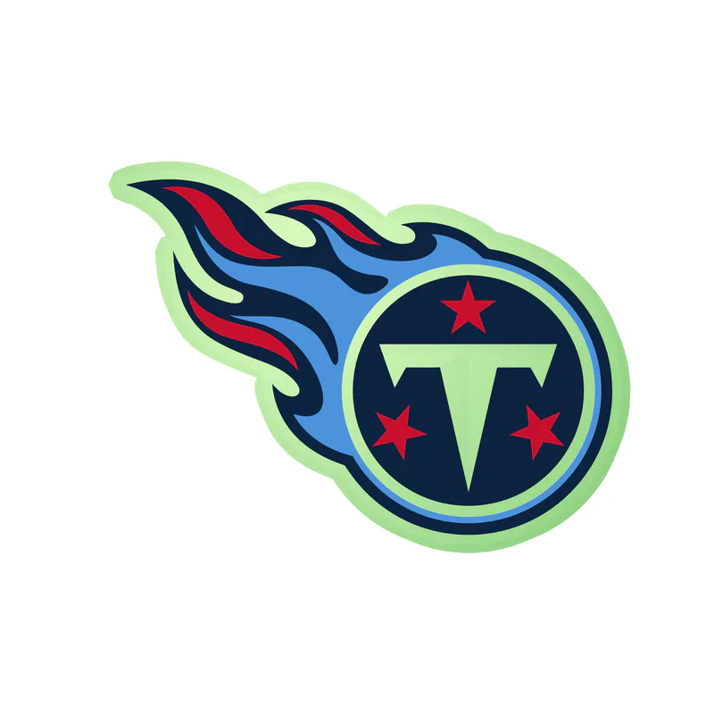 Tennessee Titans - T with Stars - Glow in the Dark Vinyl Sticker - Custom Size