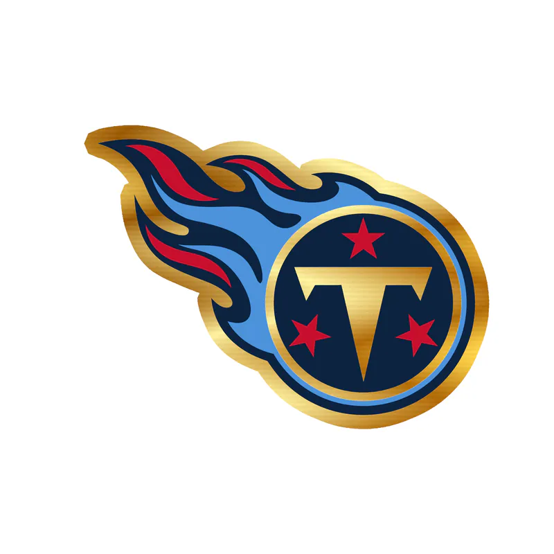 Tennessee Titans - T with Stars - Gold Chrome Vinyl Sticker - Custom Size
