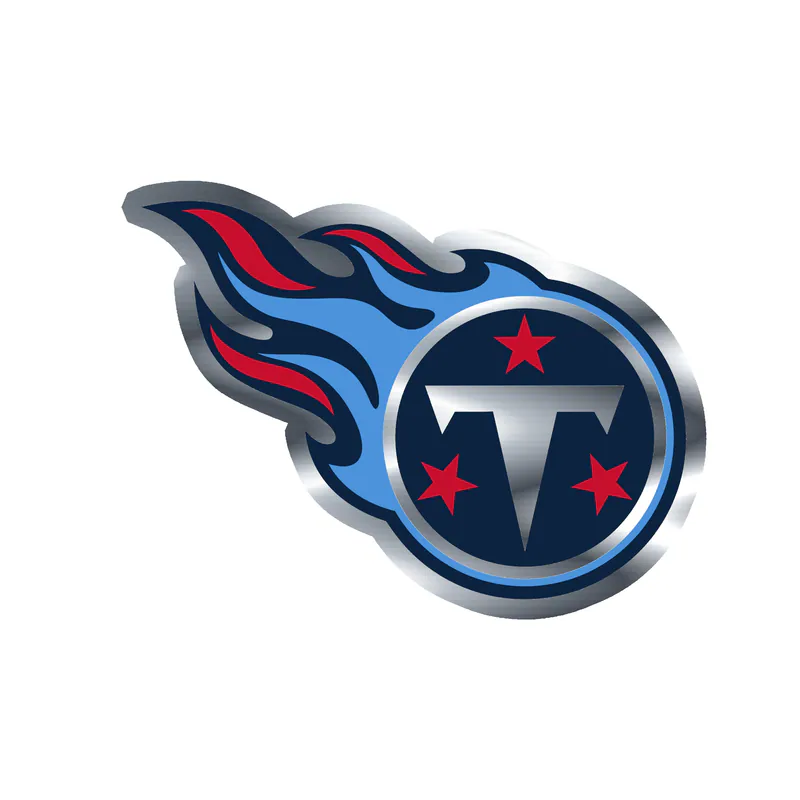 Tennessee Titans - T with Stars - Silver Chrome Vinyl Sticker - Custom Size