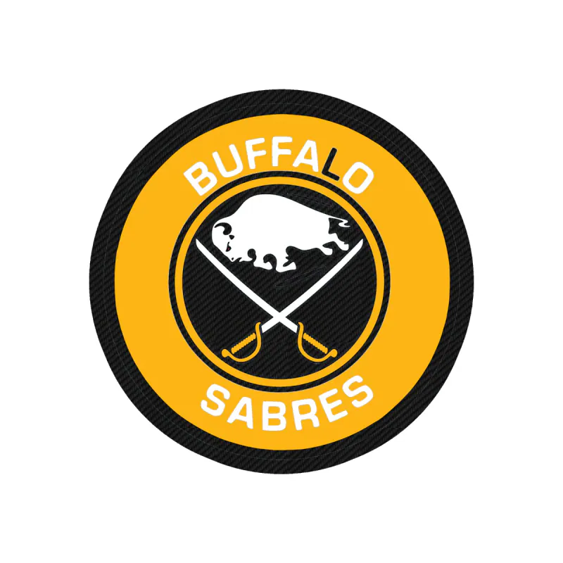 Buffalo Sabres - Yellow Circle With Name - Carbon Fiber Vinyl Sticker - Custom Size