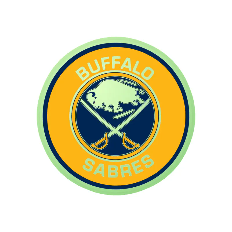 Buffalo Sabres - Yellow Circle With Name - Glow in the Dark Vinyl Sticker - Custom Size