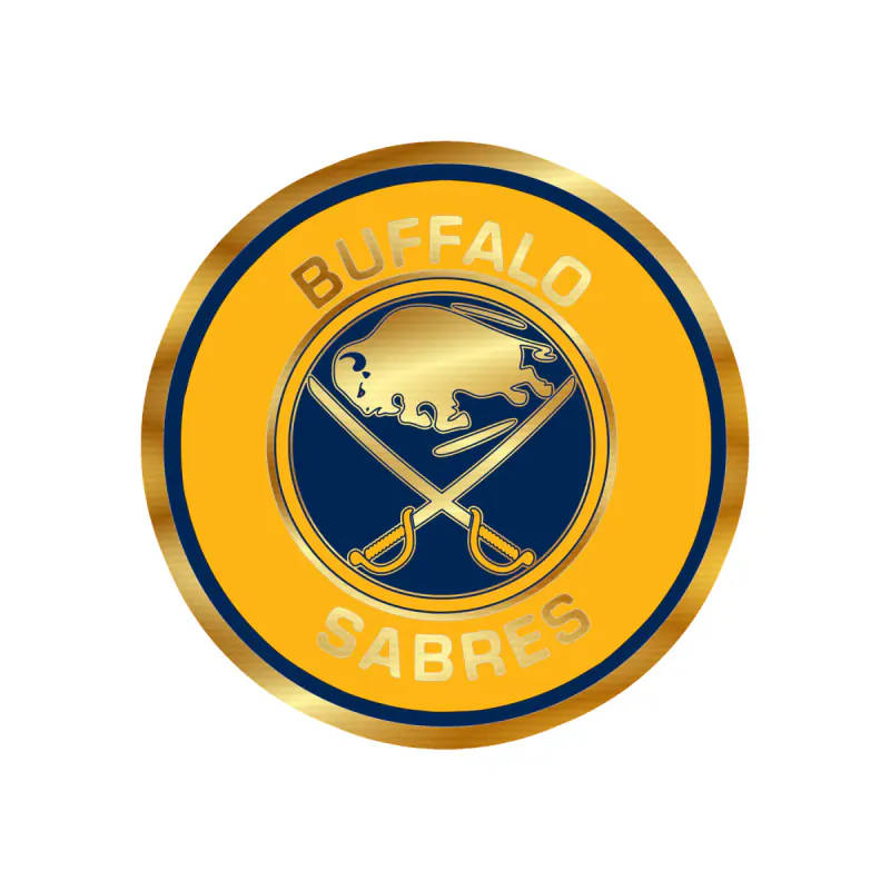 Buffalo Sabres - Yellow Circle With Name - Gold Chrome Vinyl Sticker - Custom Size