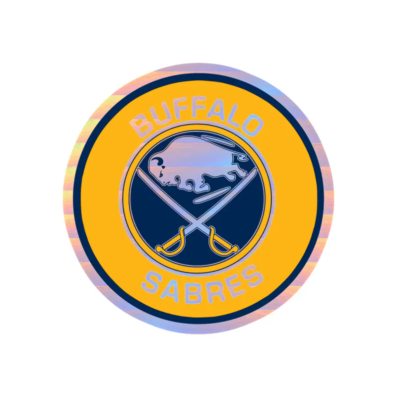 Buffalo Sabres - Yellow Circle With Name - Holographic Vinyl Sticker - Custom Size