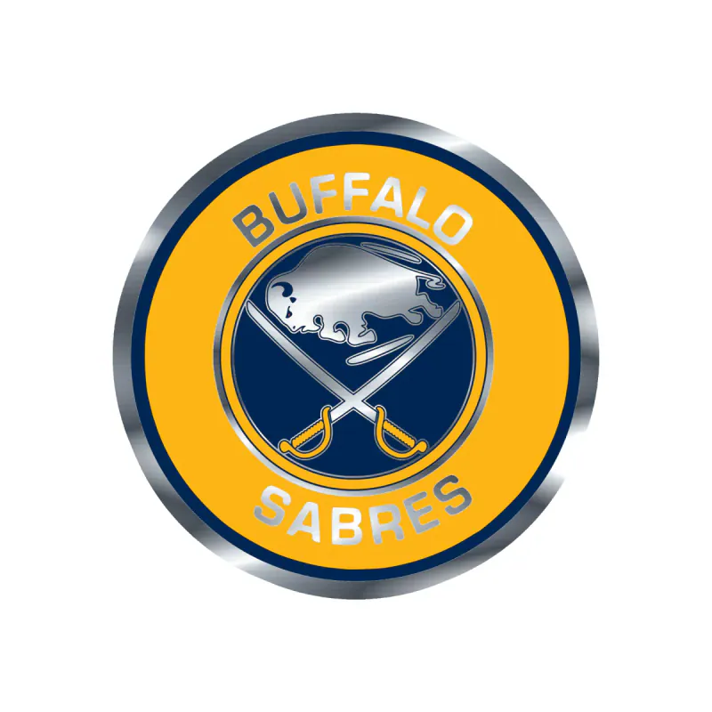 Buffalo Sabres - Yellow Circle With Name - Silver Chrome Vinyl Sticker - Custom Size