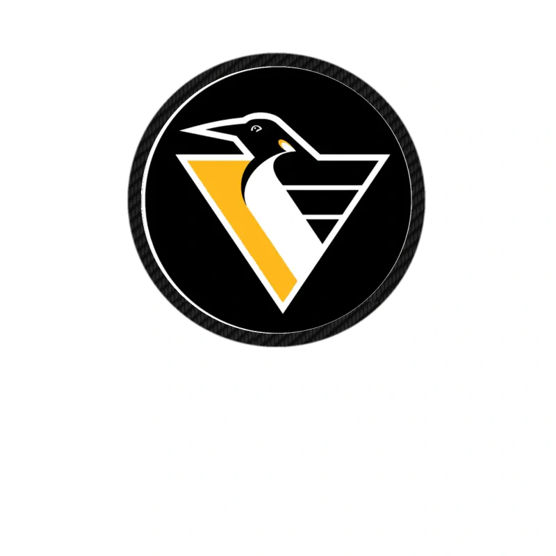 Pittsburgh Penguins - Black Circle With Triangle Penguin - Carbon Fiber Vinyl Sticker - Custom Size
