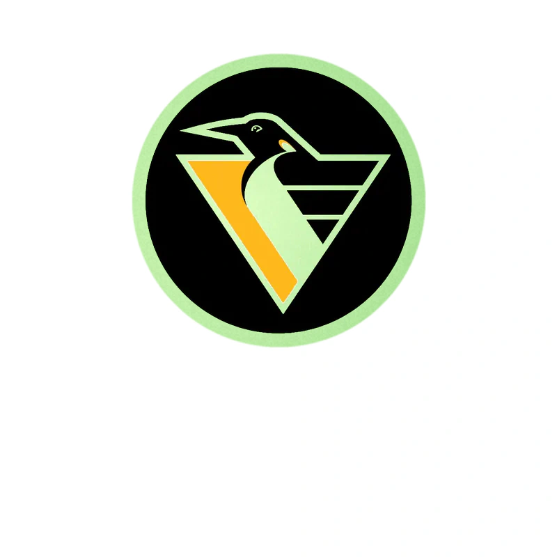 Pittsburgh Penguins - Black Circle With Triangle Penguin - Glow in the Dark Vinyl Sticker - Custom Size