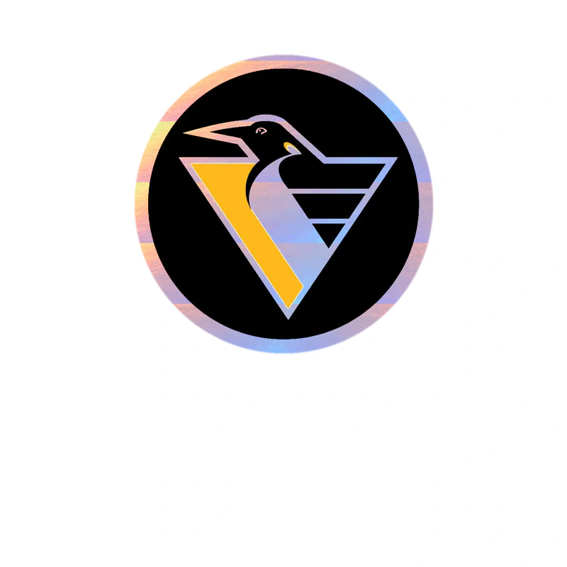 Pittsburgh Penguins - Black Circle With Triangle Penguin - Holographic Vinyl Sticker - Custom Size