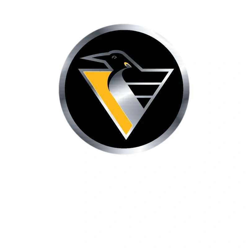 Pittsburgh Penguins - Black Circle With Triangle Penguin - Silver Chrome Vinyl Sticker - Custom Size
