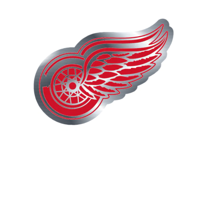 Detroit Red Wings - Wing - Silver Chrome Vinyl Sticker - Custom Size
