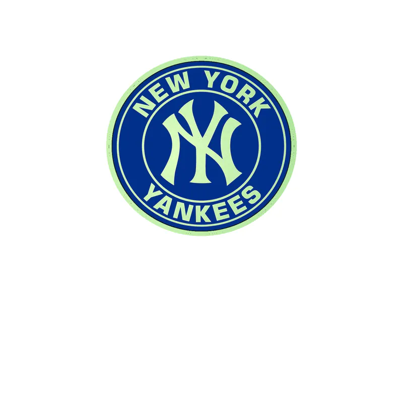 New York Yankees - Blue Circle With Name - Glow in the Dark Vinyl Sticker - Custom Size