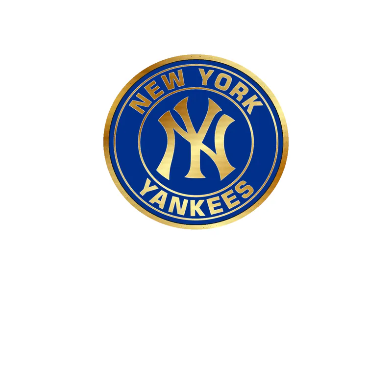 New York Yankees - Blue Circle With Name - Gold Chrome Vinyl Sticker - Custom Size