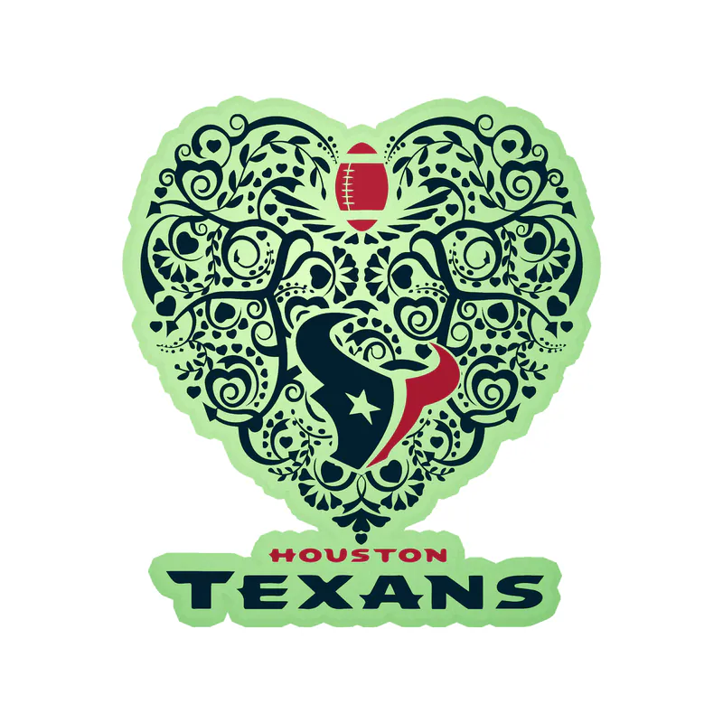 Houston Texans - Heart - Glow in the Dark Vinyl Sticker - Custom Size