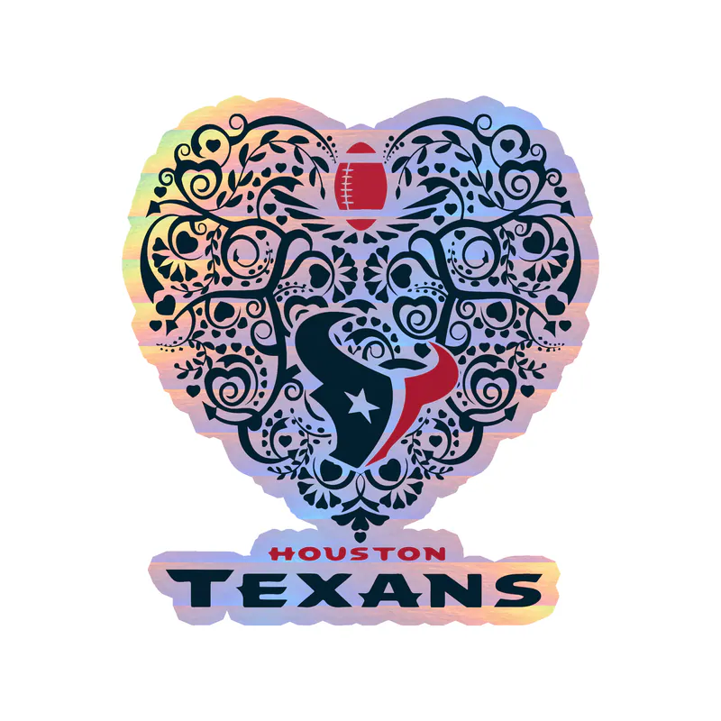 Houston Texans - Heart - Holographic Vinyl Sticker - Custom Size
