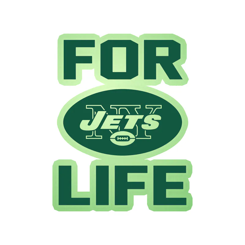 New York Jets - For Life - Glow in the Dark Vinyl Sticker - Custom Size