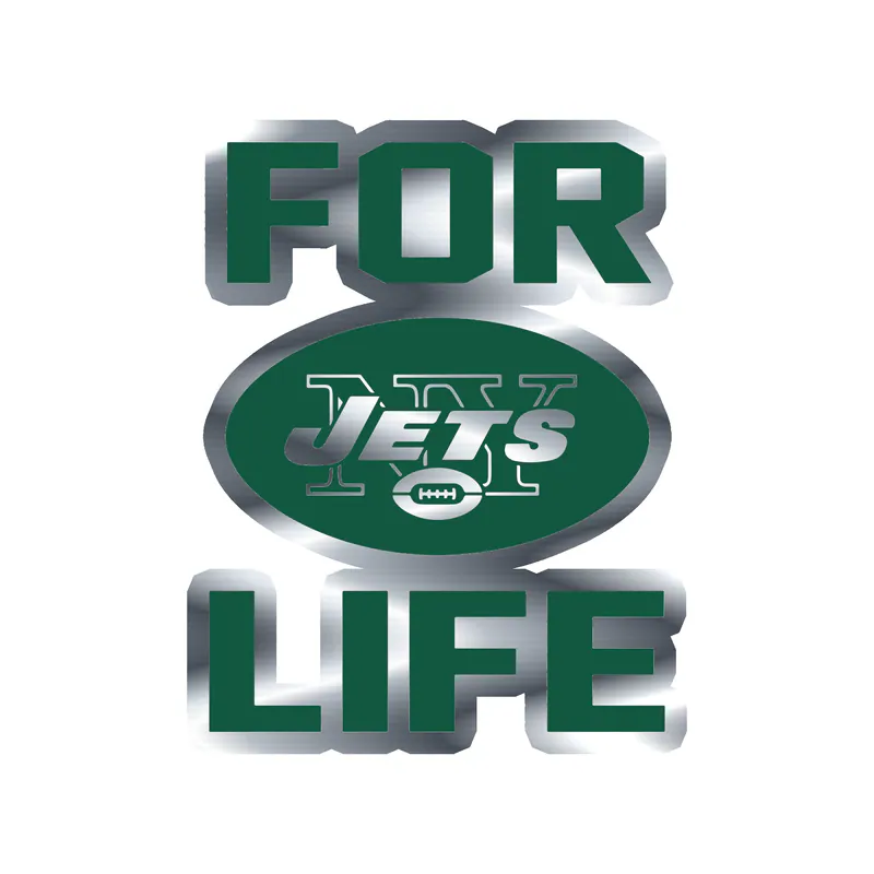 New York Jets - For Life - Silver Chrome Vinyl Sticker - Custom Size