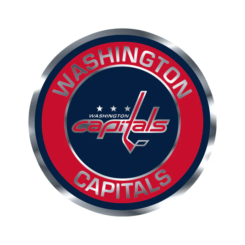 Washington Capitals - Circle With Name - Silver Chrome Vinyl Sticker - Custom Size
