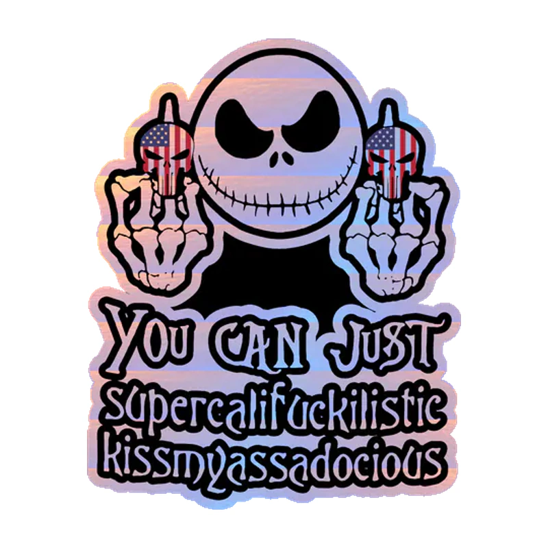 Jack Skellington Holographic Vinyl Sticker - Custom Size