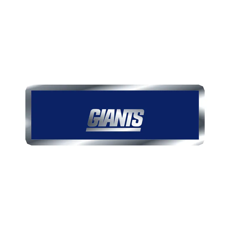 New York Giants - Rectangle With Giants - Silver Chrome Vinyl Sticker - Custom Size