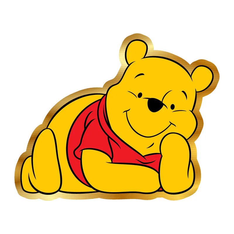 Winnie The Pooh - Gold Chrome Vinyl Sticker - Custom Size