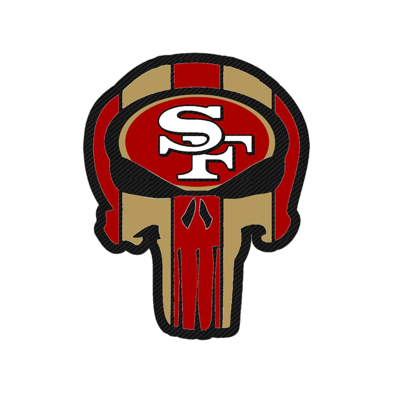 San Francisco 49ers - Skull - Image 1 - Carbon Fiber Vinyl Sticker - Custom Size