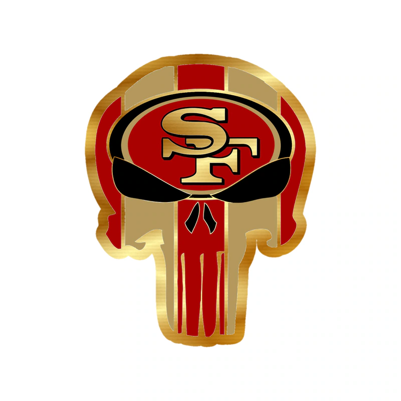 San Francisco 49ers - Skull - Image 1 - Gold Chrome Vinyl Sticker - Custom Size