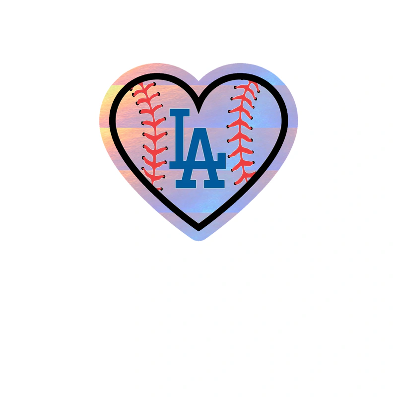 Los Angeles Dodgers - Heart LA In Middle - Holographic Vinyl Sticker - Custom Size