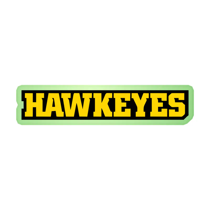Iowa Hawkeyes - Yellow Hawkeyes - Glow in the Dark Vinyl Decal - Custom Size