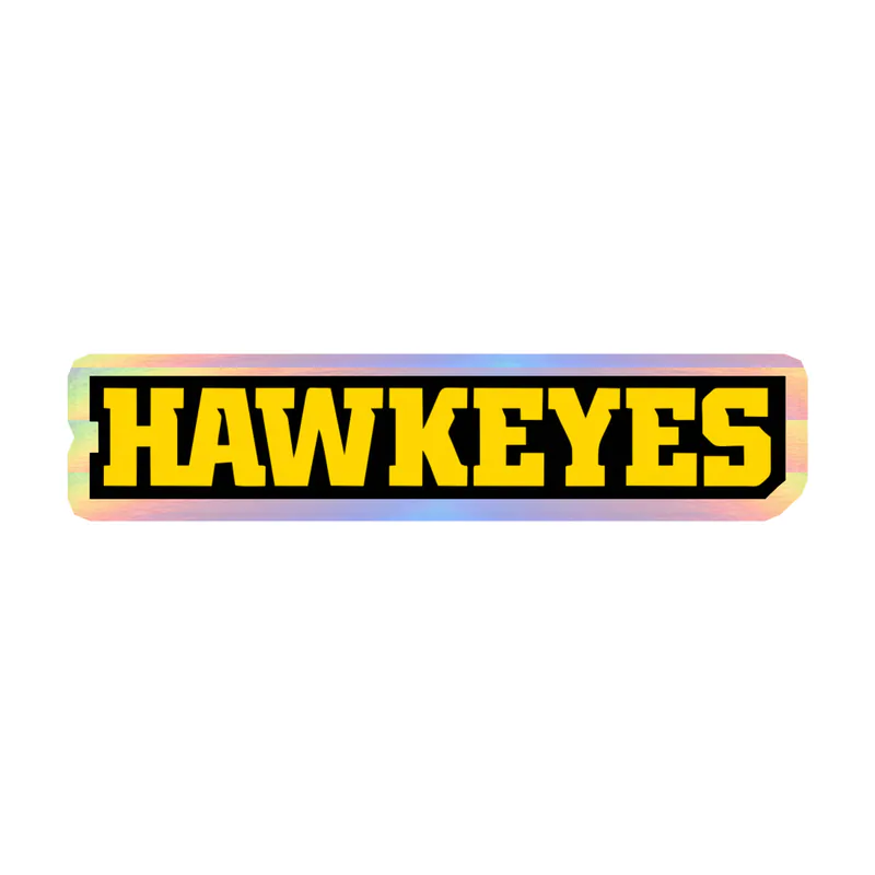 Iowa Hawkeyes - Yellow Hawkeyes - Holographic Vinyl Decal - Custom Size